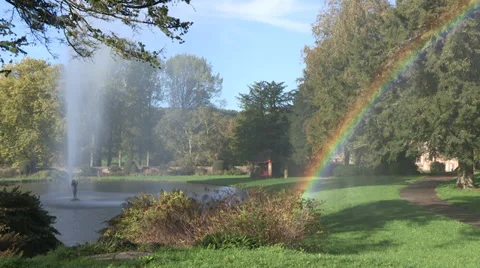 Fountain Creating a Rainbow HD Video Stock Footage 34325733