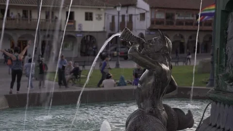 Fountain in Cusco, Peru Video stock 130427194