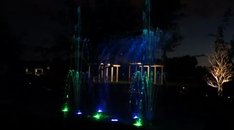 Fountain, dancing water at night Stock Footage 42678053