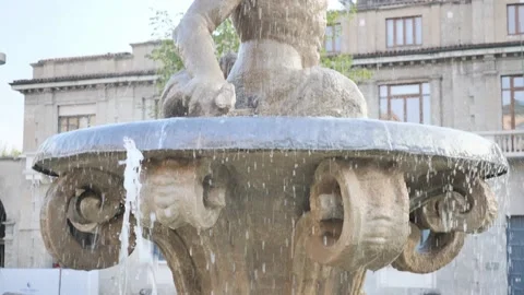 Fountain in Dante square Bergamo Stock Footage 201796679