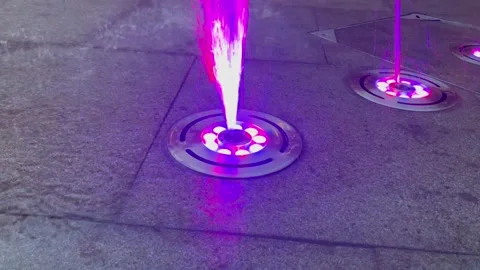 A fountain decorated with lights Stock Footage 273293083