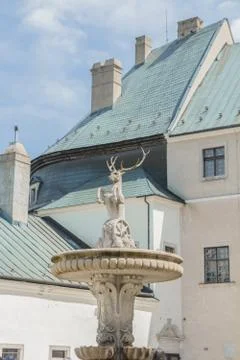 Fountain with deer statue Stock Photos