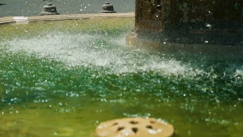 Fountain at the dome of the Basilica of St. Peter. Vatican City. Slow mo camera Stock Footage 107837524