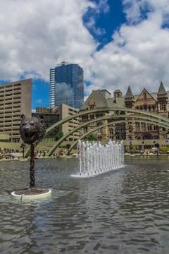 A fountain in downtown Stock Photos