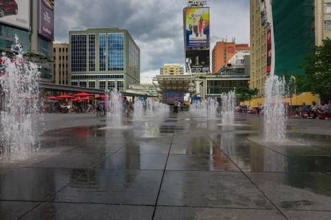 A fountain in downtown Stock Photos
