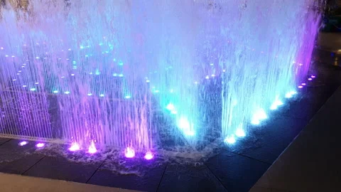 Fountain with dynamic lighting . Stock Footage 172279884