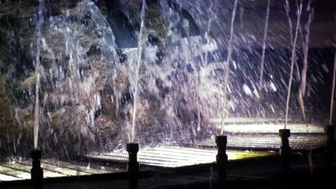 Fountain in Evening City Video stock 91319554