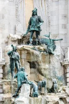 Fountain with figures. Stock Photos