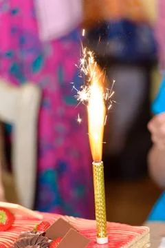 Fountain firework on cake Stock Photos