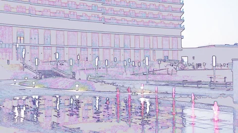 Fountain on the floor Stock Footage 87423200