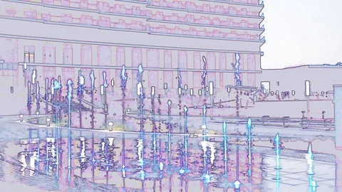 Fountain on the floor Stock Footage 87423304