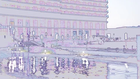 Fountain on the floor Stock Footage 87425378