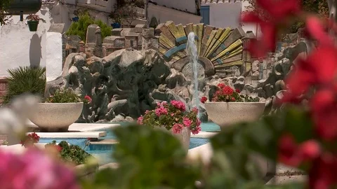 Fountain with flowers01 動画素材 77268198
