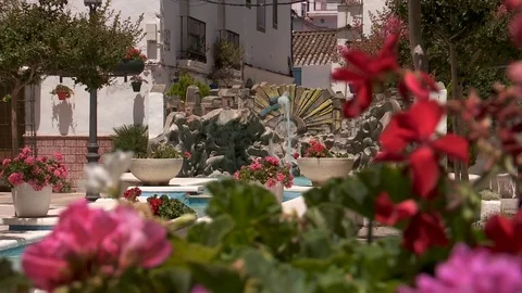 Fountain with flowers03 Stock-Footage 77272338