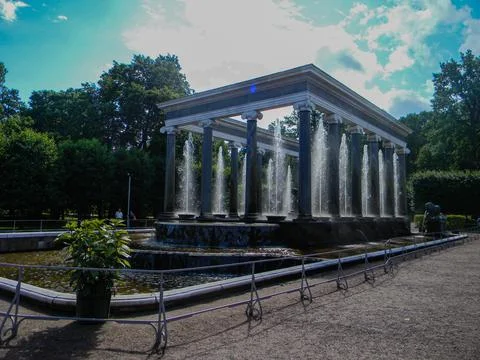 Fountain in the form of a temple. Stock Photos