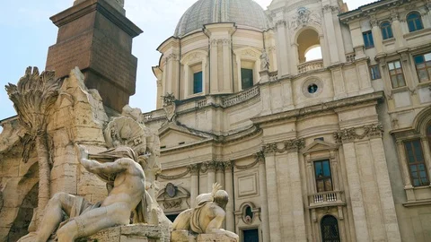Fountain of the Four Rivers, Piazza Navona, Rome 4k Stock Footage 107746853