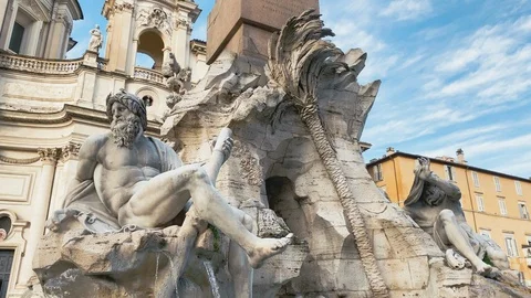 Fountain of the Four Rivers in Rome Stock-Footage 120725430