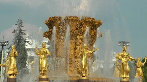 Fountain Friendship of nations Stock Footage 10907233