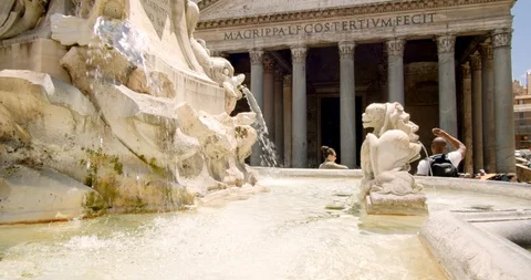 Fountain in front of Pantheon Video stock 129844125