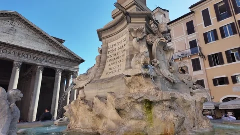 Fountain in front of the Pantheon in Rome Stock Footage 339777545