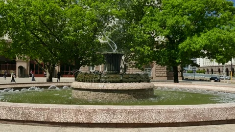Fountain in front of The Presidency building in Sofia, Bulgaria at daylight.. Stock Footage 152631128