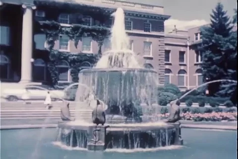 The fountain in front of the Walter Reed General Hospital - 1954 스톡 동영상 100567887