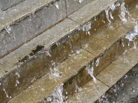 Fountain in the garden with stair shapes. Stock Footage 95235853