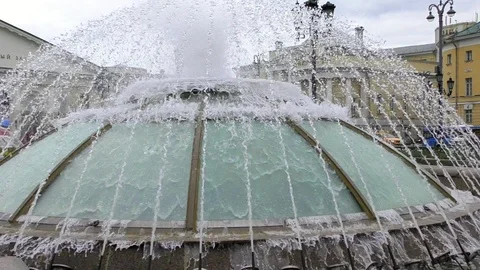 Fountain With Glass Elements Stock Footage 90488864