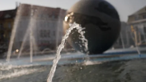 Fountain with globe statue Stock Footage 120538256