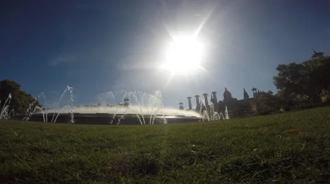 Fountain from ground view with sunshine Video stock 55212481