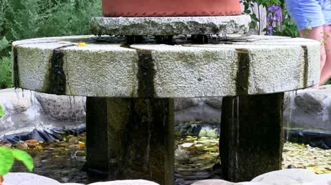 Fountain in herb garden; 2 Stock Footage
