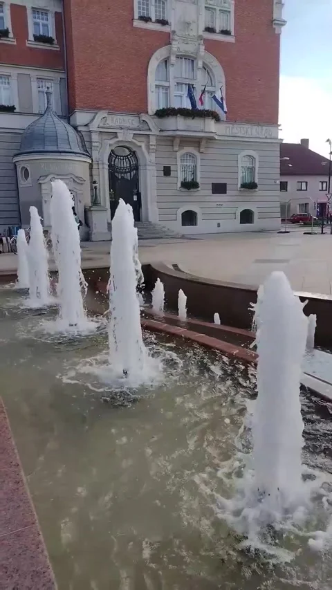 The fountain in Hodonín on the square Stock Footage 247390299