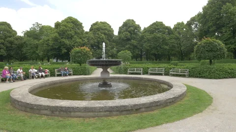 A fountain in Hofgarten, Munich Stock Footage 54444983
