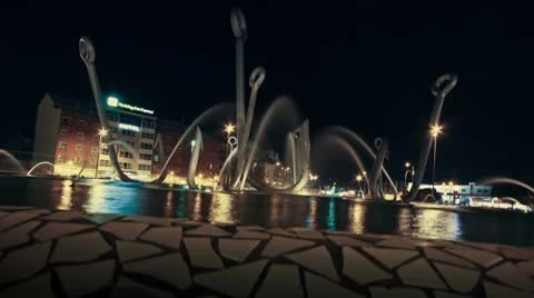 Fountain of hooks Stock Footage 8869203