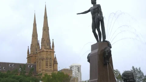 Fountain In Hyde Park, CBD, Sydney, Australia Stock Footage 158925938