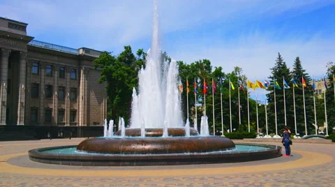 Fountain in Krasnodar Stock Footage 50396931