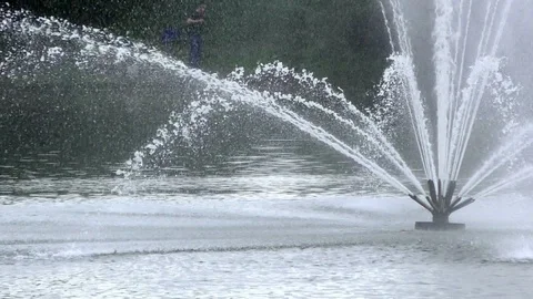 Fountain on the lake Stock Footage 90964548