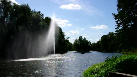 Fountain in the lake Stock Footage 159399034