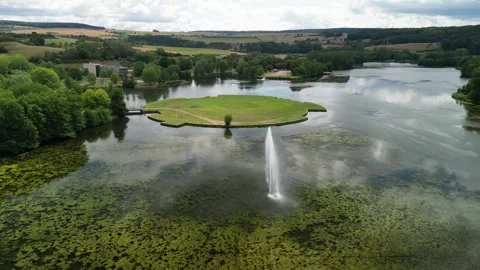 Fountain on a lake Stock Footage 247129475