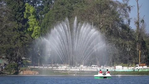 Fountain in a lake Stock Footage 264324407