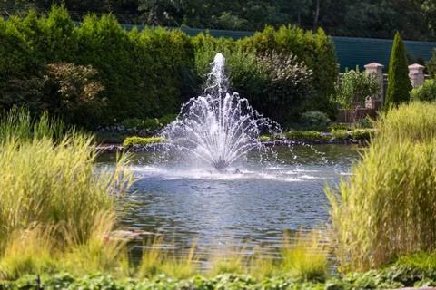 Fountain in lake Stock Photos