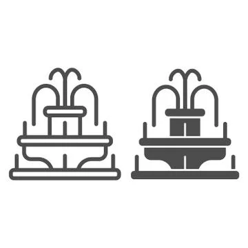 Fountain line and solid icon, Amusement park concept, park fountain sign on Stockillustratie