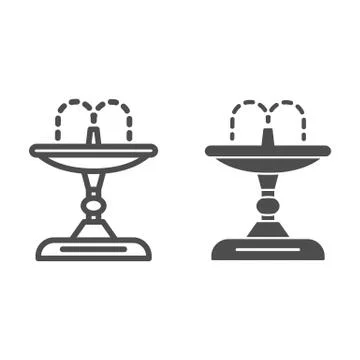 Fountain line and solid icon, Garden and gardening concept, park water Stockillustratie
