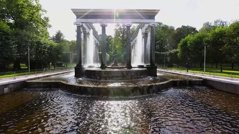 Fountain of the lion cascade Stock Footage