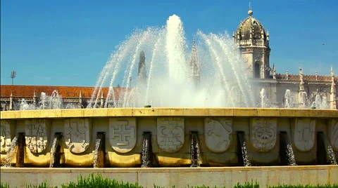 Fountain located in the Belem district of Lisbon Stock Footage 49687187