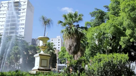 Fountain located at Praa XV de Novembro, downtown Ribeiro Preto, So Paulo, Br Stock Footage 130122229
