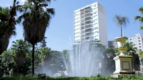 Fountain located at Praa XV de Novembro, downtown Ribeiro Preto, So Paulo, Br Stock Footage 130122260