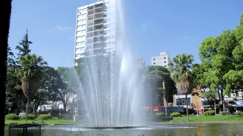 Fountain located at Praa XV de Novembro, downtown Ribeiro Preto, So Paulo, Br Video stock 130122294