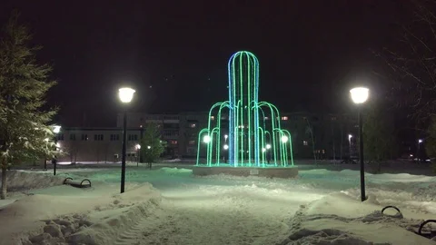 The fountain is made of LEDs Stock Footage 70474493