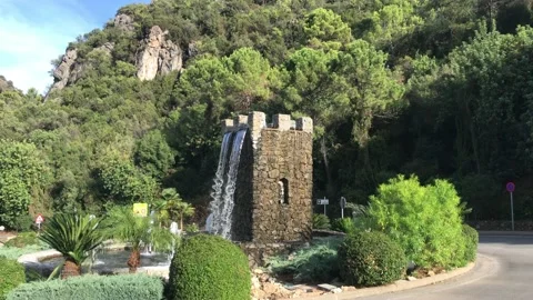 Fountain made of stone bricks in Benahavis town andalucia spain. Stock Footage 132780441